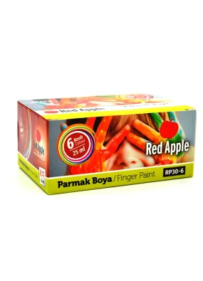 Фарба пальчикова 6 кольорів в баночках /072 Red Apple