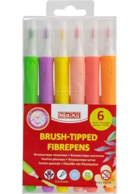 Фломастери-пензлики BRUSH-TIPPED Jumbo, 6  пастельних кольорів, лінія 0,5-6мм, МХ15238