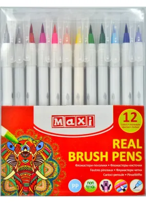 Фломастеры-кисточки Maxi Real Brush 12 цветов (МХ15232)