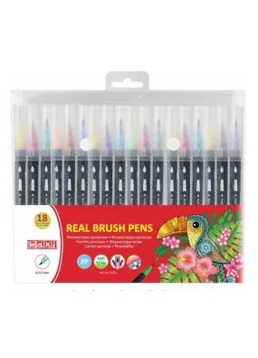 Фломастери-пензлики Maxi Real Brush 18 кольорів (MX15231)