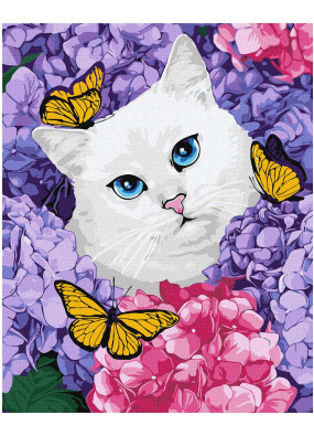 Картина за номерами Ідейка - Білосніжний котик 40х50см (КНО6537)
