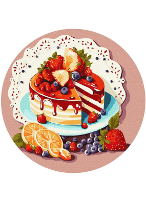 Картина за номерами Ідейка - Фруктовий десерт d33см (KHO-R1030)