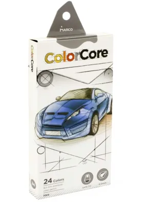 Олівці MARKO ColorCore (new), 24 кольори шестигранні, d=4,0 (E3000-24CB-A)