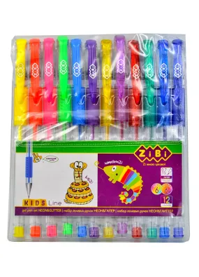 Набір гелевих ручок 12 штук ZiBi Neon-Glitter 12 кольорів (ZB.2204-99)