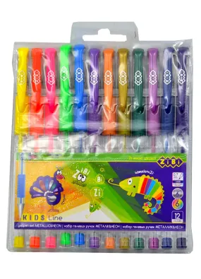 Набір гелевих ручок 12 штук ZiBi Neon-Metallic 12 кольорів (ZB.2205-99)