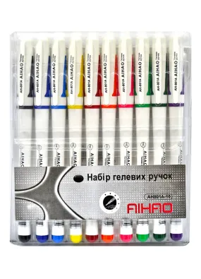 Набір кольорових гелевих ручок 10шт. AIHAO АН801А-10
