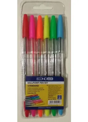 Набір кольорових ручок ECONOMIX Standart 6 шт 10510