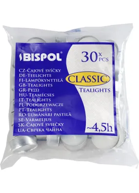 Набір свічок Bispol 30 штук білі (P15-30)