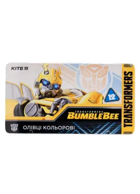 Олівці кольорові тригранні Kite Transformers BumbleBee Movie TF19-058, 12 штук, металевий пенал