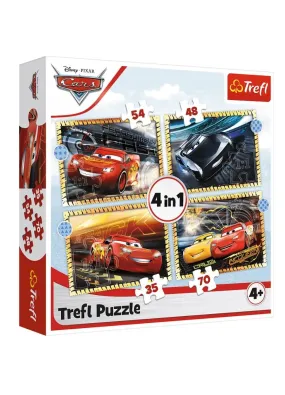 Пазли Trefl 4 у 1 – Тачки-3. На старт, увага, руш! / Disney Cars-3. 35,48,54,70 елементів (34608)