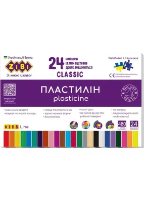 Пластилін ZiBi Classic 24 кольорів 480 г (ZB.6231)