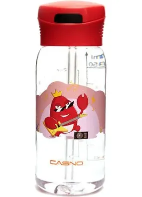 Пляшка для води CASNO 400мл KXN-1195 Червона (краб) з соломинкою