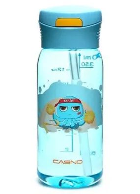 Пляшка для води CASNO 400мл KXN-1195 Синя (восьминіг) з соломинкою