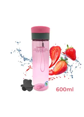 Пляшка для води CASNO 600 мл KXN-1145 Рожева + пластиковий вінчик 