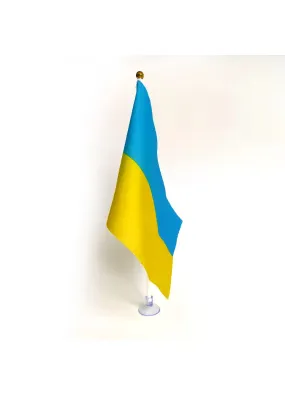 Прапорець України поліестер 14*21 на палочці з присоскою