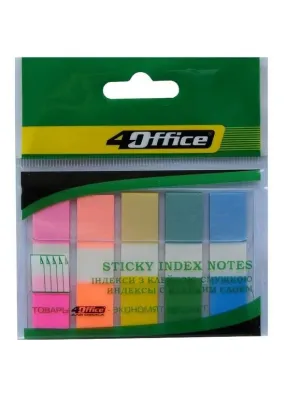 Стікери-закладки пластикові 4Office 12х45 мм 5 кольорів по 20 аркушів (4-427)