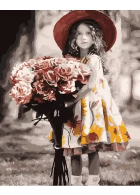 Картина по номерах Bookopt Дівчинка з трояндами 40х50 (BK1431)