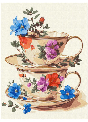 Картина за номерами Ідейка Чарівність чашок з фарбами металік КНО5125 30х40 см 