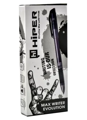 Ручка чорна масляна Hiper MAX WRITER EVOLUTION 0.7 мм (10 штук в упаковці)