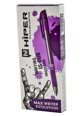 Ручка фіолетова масляна Hiper MAX WRITER EVOLUTION 0.7 мм (10 штук в упаковці)