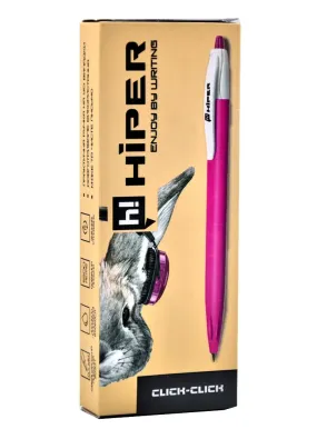 Ручка синя масляна автоматична Hiper Clik-Clik 0.7 мм (10 штук в упаковці)