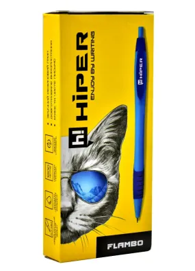 Ручка синя масляна автоматична Hiper Flambo 0.7 мм (10 штук в упаковці)