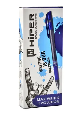 Ручка синя масляна Hiper MAX WRITER EVOLUTION 0.7 мм (10 штук в упаковці)