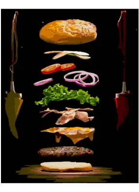 Картина за номерами Strateg Смачний бургер 40х50 см (GS809)