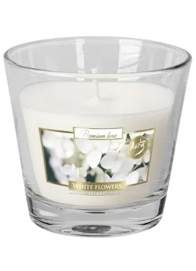 Свічка в скляному стакані Білі квіти (SN 90-179)