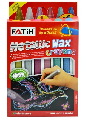 Воскові кольорові олівці, металік 6 кольорів Fatih