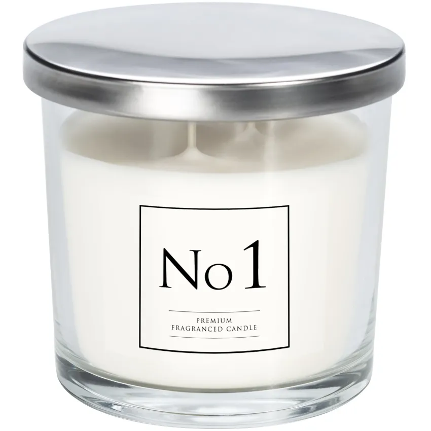 Ароматична свічка Bispol в скляному свічнику з металевою кришкою  Premium Fragranced Candle №1 (snp100-001)