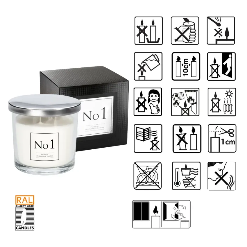 Ароматична свічка Bispol в скляному свічнику з металевою кришкою  Premium Fragranced Candle №1 (snp100-001)