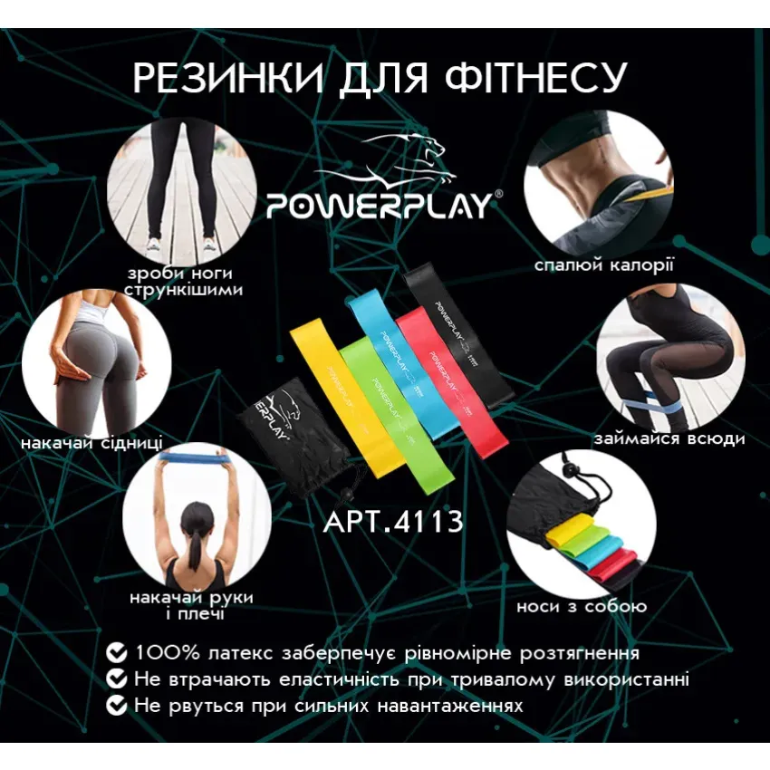 Фітнес-гумки набір з 5 штук PowerPlay 4113