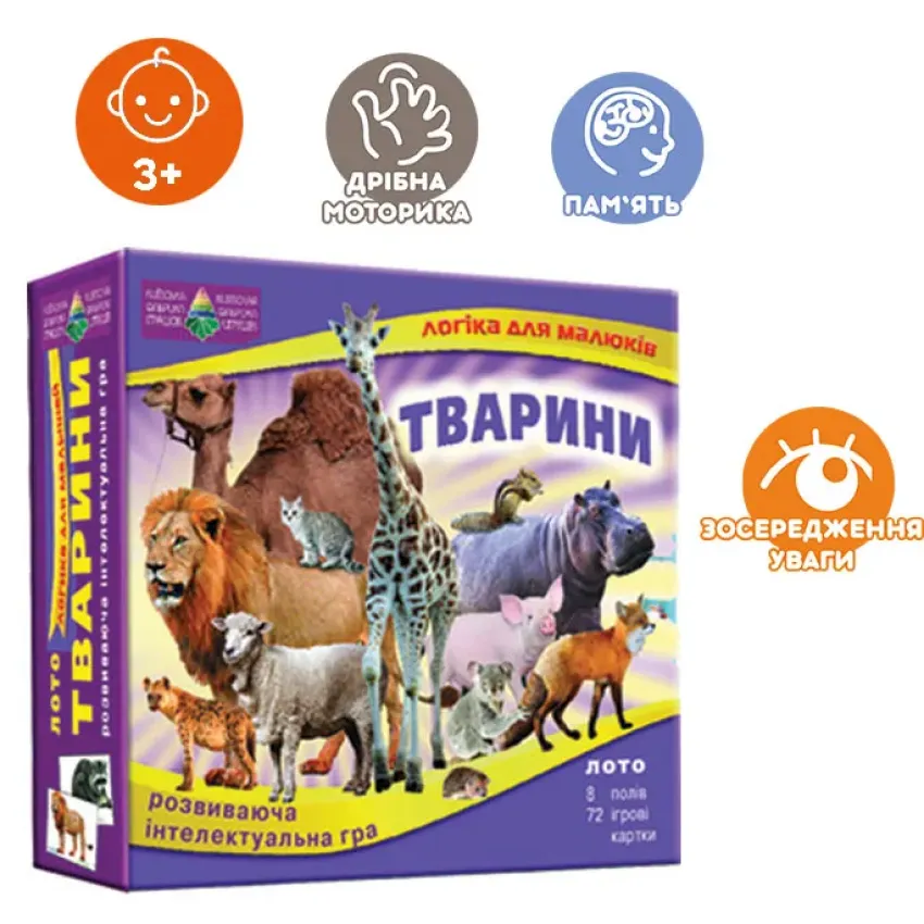 Настільна гра Київська Фабрика Іграшок Дитяче лото Тварини