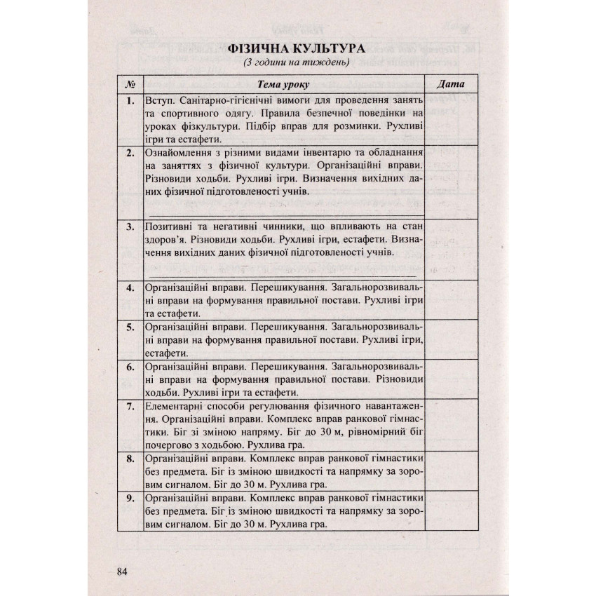 Календарне планування (за програмою Р. Шияна). 4 клас 2024-2025 н. р.