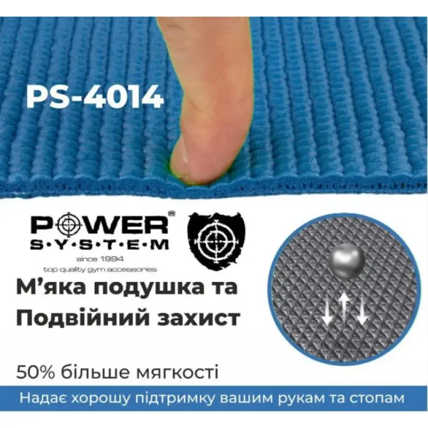 Коврик для йоги и фитнеса Power System PS-4014 Fitness-Yoga Mat Blue