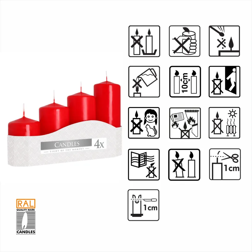 Набір свічок Bispol 4 шт. Червоний (sw50/4-030)