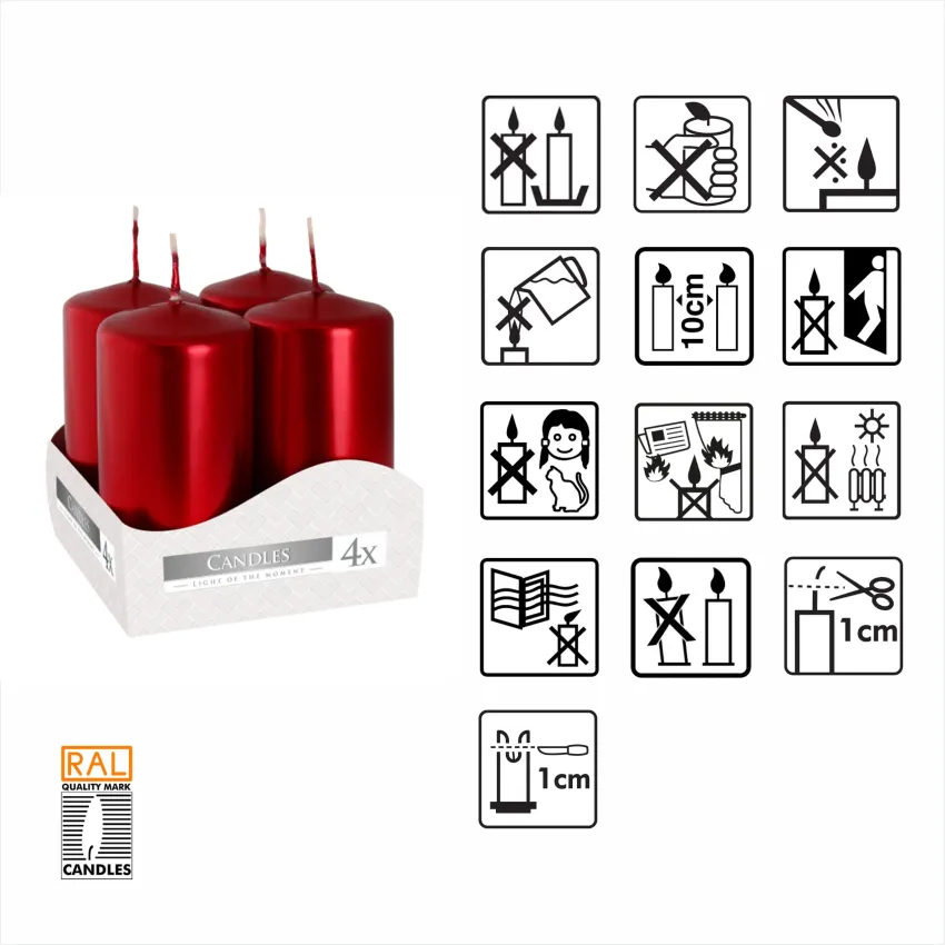 Набір свічок Bispol 4 шт. Червоний металік (sw40/80-230)