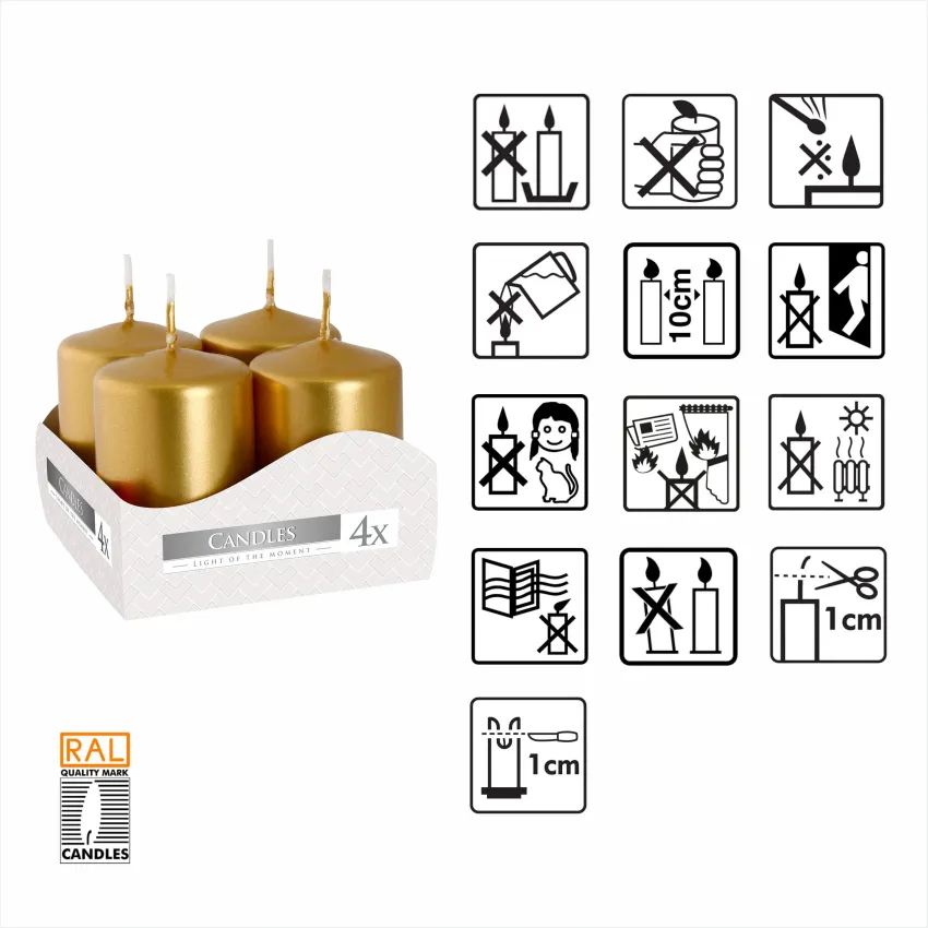 Набір свічок Bispol 4 штуки Золотий металік (sw40/60-213)