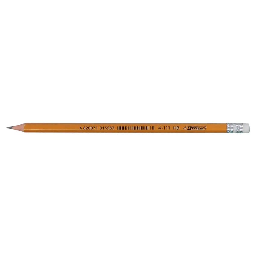 Олівець простий 4 ofiice НВ пластиковий жовтий з гумкою (4-111) (12 штук в упаковці)