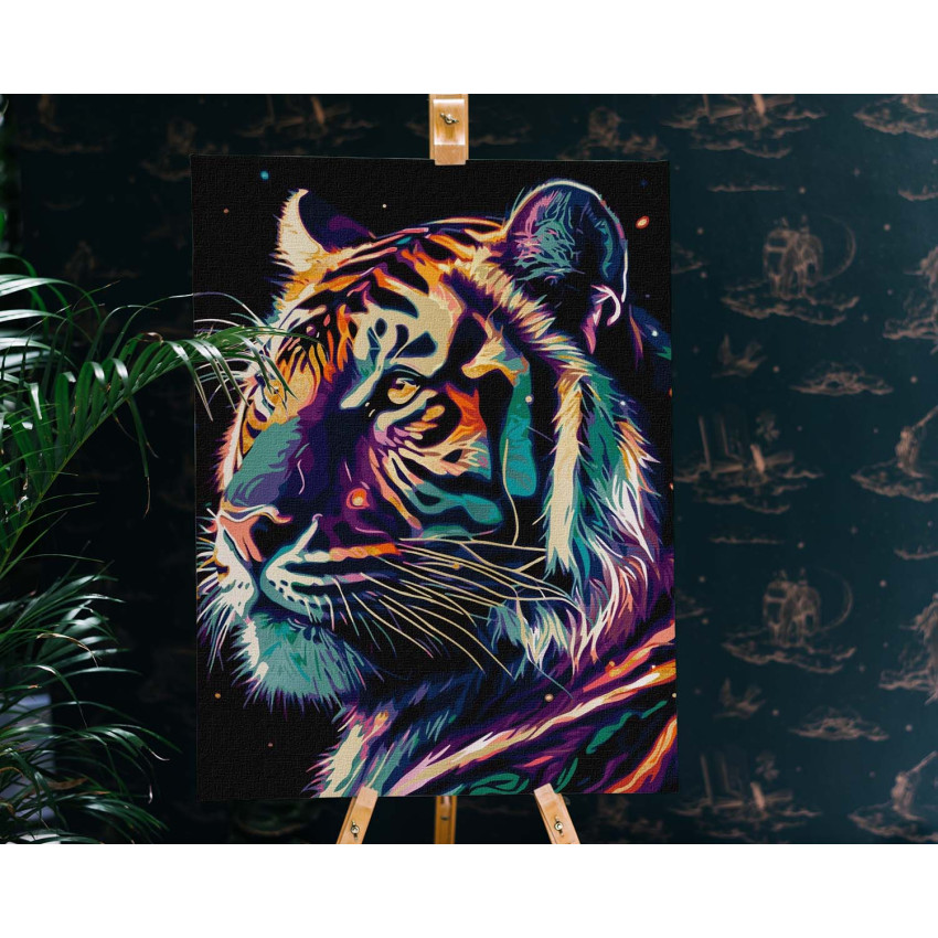 Картина за номерами Ідейка Фантастичний тигр (з фарбами металік) 40х50 см KHO6527