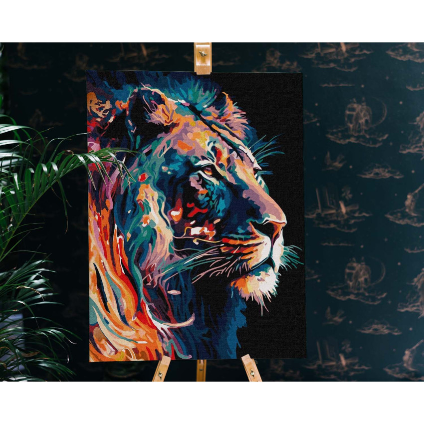 Картина за номерами Ідейка Граціозний лев (з фарбами металік) 40х50 см KHO6517