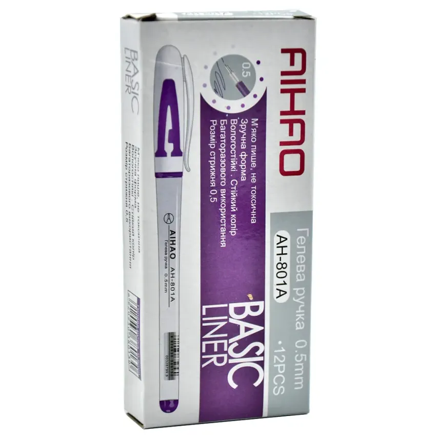 Ручка фіолетова гелева AIHAO 801А