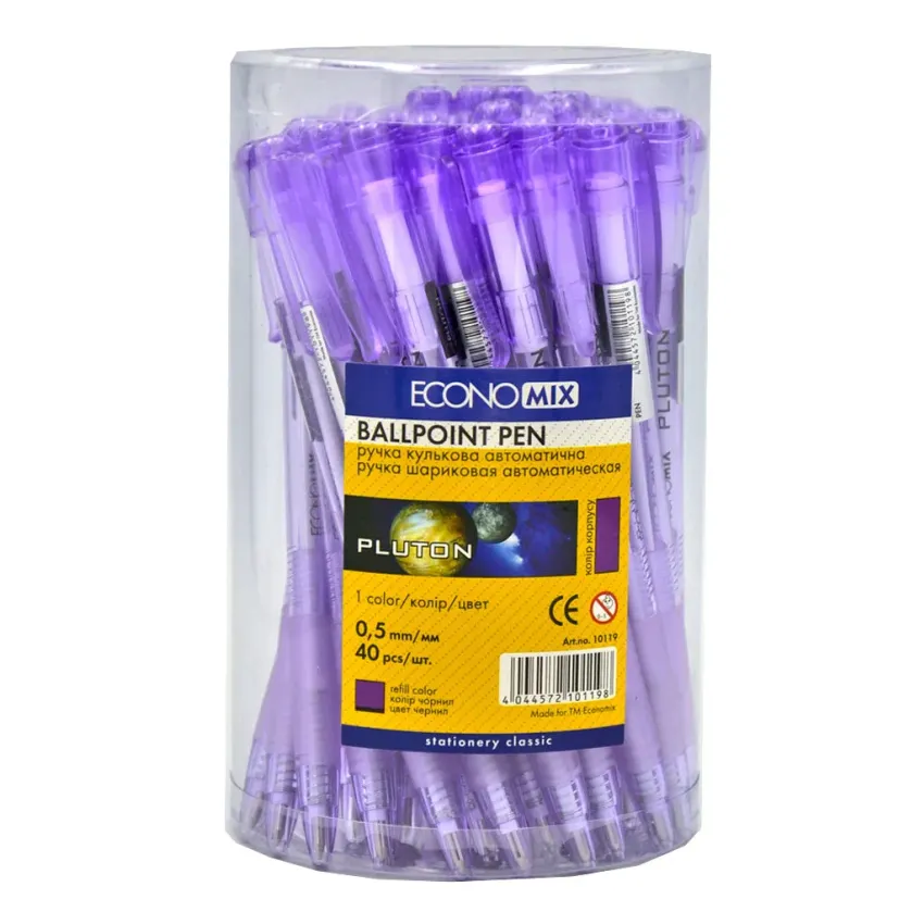 Ручка кулькова фіолетова автоматична PLUTON Е10119