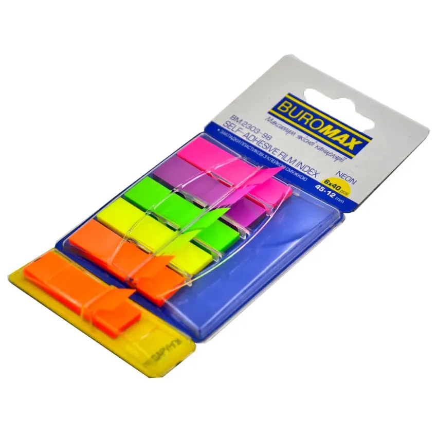 Стікери-закладки пластикові Buromax Neon 5+1 колір по 40 аркушів (BM.2303-98)