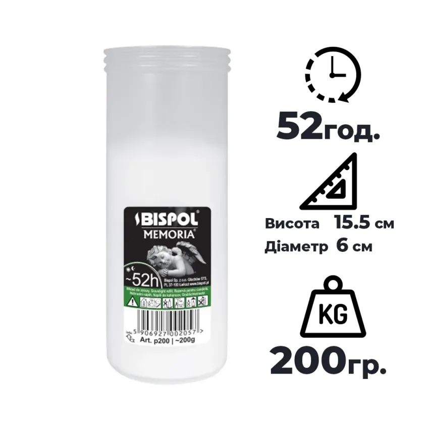 Свічка вкладиш змінна Bispol 2 дні 6 х 15,5 (P200)