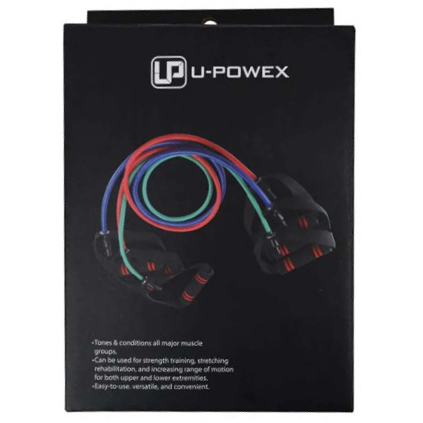 Трубчастий еспандер для фітнесу з ручками U-POWEX Latex resistance tube 20LB Green (9 кг.) 